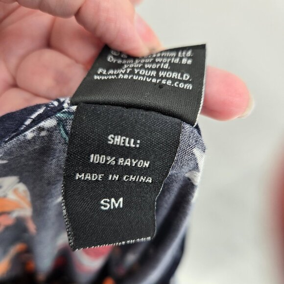 Her Universe Star Wars Black Floral Romper Tie-Front Pockets Size Small - Picture 9 of 11